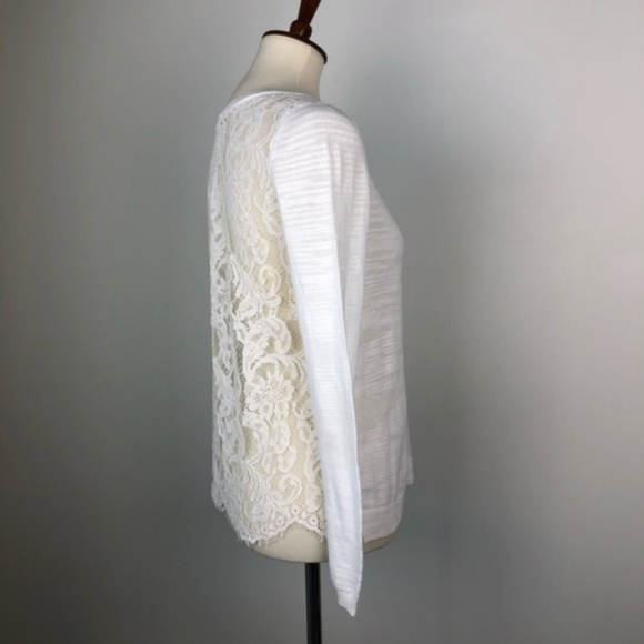 NWOT Cabi Shopia Long Sleeve Lace Back Ivory Sweater Top - Picture 6 of 8